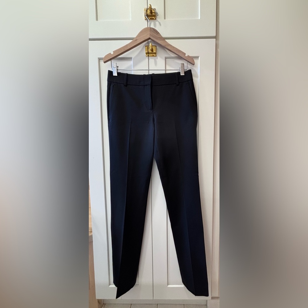 Theory Black Women's Wool Straight Trousers
